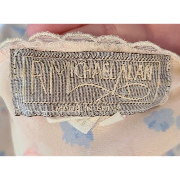 Vtg R. Michael Alan Women's Sleeveless Satin Short Nightgown Floral Size Medium - Picture 10 of 12